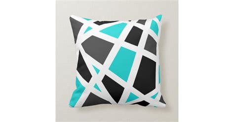 Turquoise Gray Black White Geometric Throw Pillow | Zazzle.com