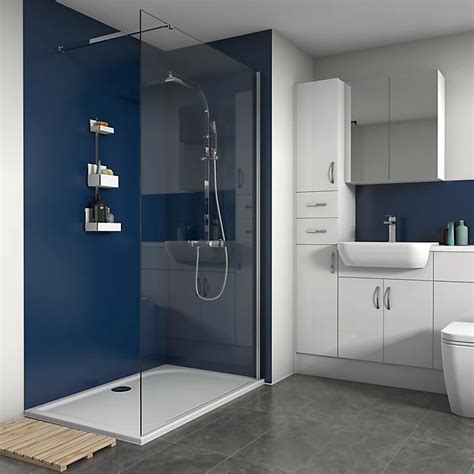 Splashwall Matt Royal blue 2 sided Shower Panel kit (L)1200mm (W)1200mm (T)4mm | DIY at B&Q