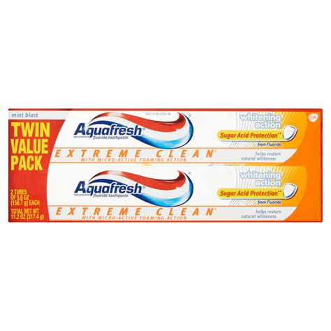 Aquafresh Extreme Clean Mint Blast Fluoride Toothpaste Twin Pack, 5.6 ...