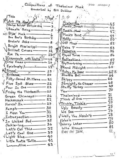 Thelonious Monk Composition Transcribed by Bill Dobbins PDF | PDF