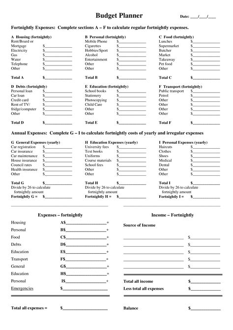 Printable Fortnight Budget Planner - How to create a Fortnight Budget Planner? Download this Pr ...