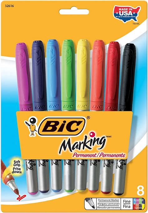 Bic Marking Permanent Fine Point Marker, Assorted Colors 8 ea (Pack of ...