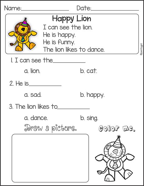 Reading Worksheet Kindergarten