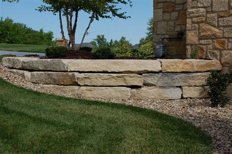 9" Limestone Retaining Wall - Traditional - Landscape - Other - by Topeka Landscape, Inc.