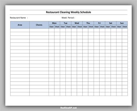 6 Best Restaurant Cleaning Schedule Template - RedlineSP