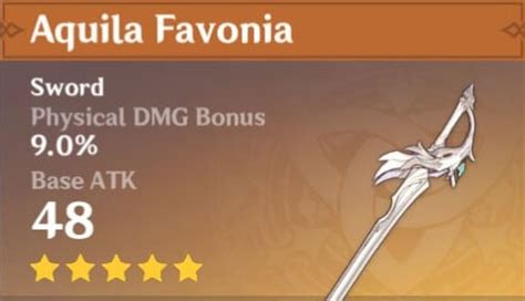 Aquila Favonia - Sword Stats, Passive, and Materials - Genshin DB