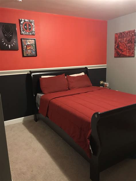 Boys room | Red bedroom walls, Bedroom red, Red black bedrooms