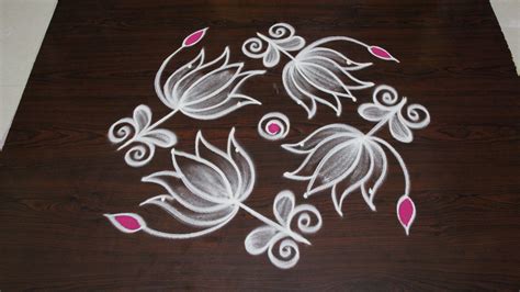 beautiful Lotus rangoli kolam | Lotus rangoli, Dot kolam designs, Dots kolam