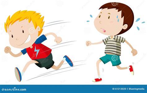 Corrida De Dois Meninos Rápida E Lenta Ilustração do Vetor - Ilustração de infância, retrato ...