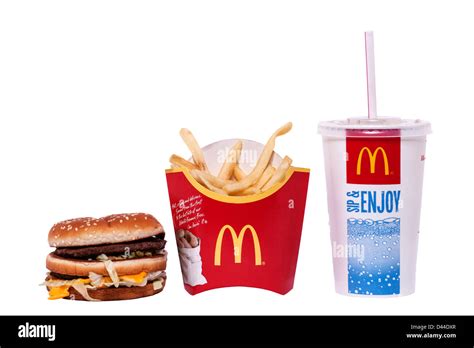 A Mcdonalds Big Mac meal with burger , fries and drink on a white background Stock Photo - Alamy