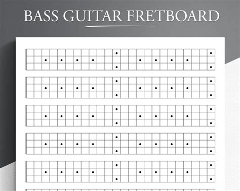 Printable Bass Guitar Neck Diagram. Blank Bass Guitar Fretboard. Blank Bass Guitar Neck Chart ...