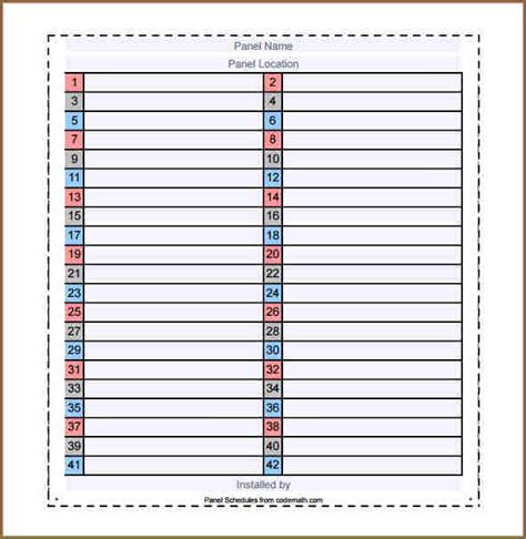 Electrical Panel Label Template Excel | printable label templates