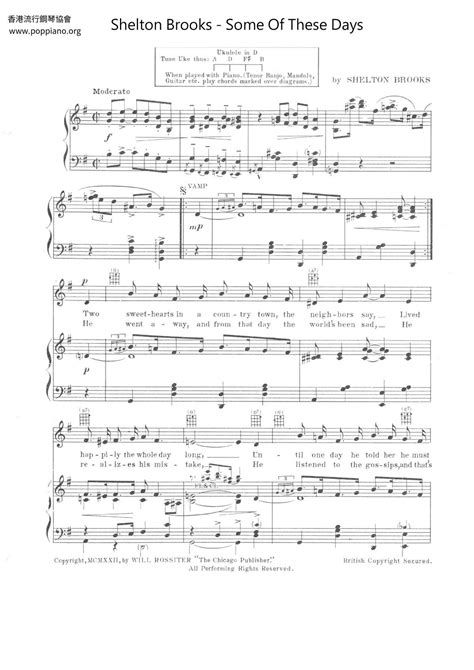 Shelton Brooks-Some Of These Days Sheet Music pdf, - Free Score Download ★