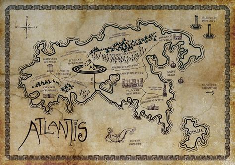 Vintage Style Map of the Ancient Lost City of Atlantis | Etsy Singapore