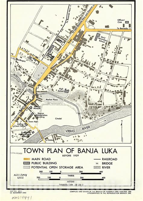 Map : Banja Luka, Bosnia 1943, Town plan of Banja Luka, before 1929 , Antique Vintage ...