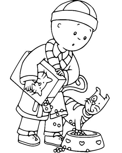 Caillou Feeds Gilbert Coloring Page - Free Printable Coloring Pages