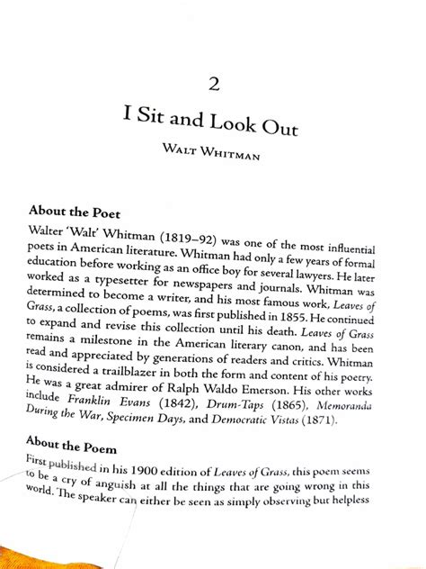 I Sit and Look Out | PDF | Walt Whitman