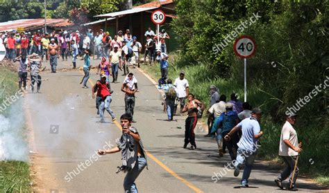 Protesters Challenge Riot Police Barricade Set Editorial Stock Photo - Stock Image | Shutterstock