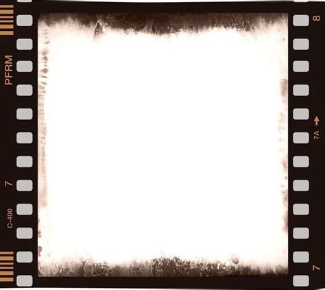 an old film strip with white paper in the middle and black border around it, on a white background