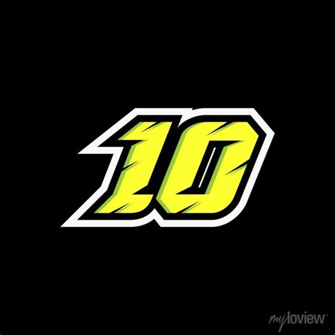 Racing number 10 logo on black background posters for the wall • posters three-dimensional ...