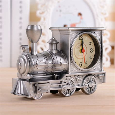 Hynbase Creative Retro Cute Silver Rustic Locomotive Alarm Clock free ...