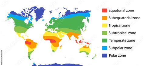 Climate Zones Map Vector With Equatorial Tropical Polar Temperate And | Hot Sex Picture
