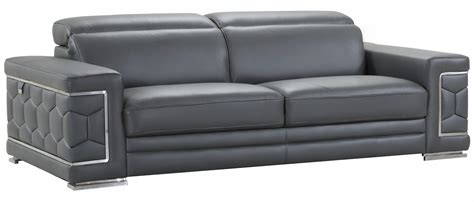 Global United Furniture 692 Genuine Italian Leather 3PC Sofa Set in Dark Gray color.