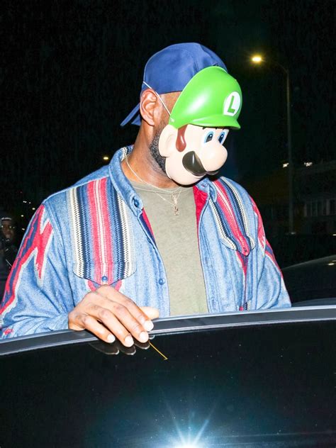 LeBron James Wearing a Luigi Mask For Halloween | LeBron James Dressed ...