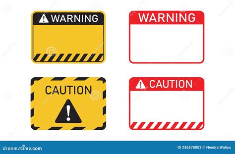 Blank Label of Warning and Caution Sticker Template Set. Stock ...