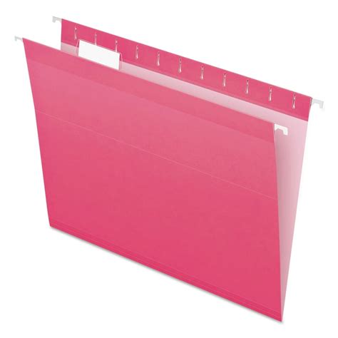 Pendaflex Reinforced Hanging Folders 1/5 Tab Letter Pink 25/Box ...