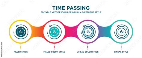 time passing icon in 4 different styles such as filled, color, glyph ...