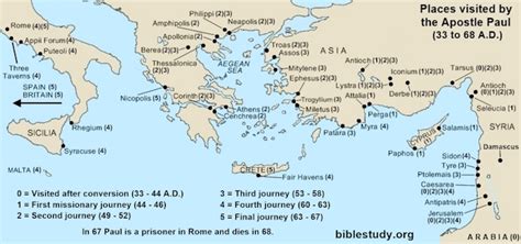 Apostle Paul All Cities Visited Large Map