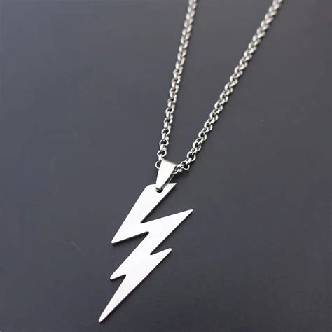 Stainless Steel Lightning Pendant Necklace Men Fashion Jewelry-in ...