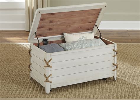 Liberty Furniture Dockside Coastal Storage Trunk with Rope Accents | Royal Furniture | Cedar ...