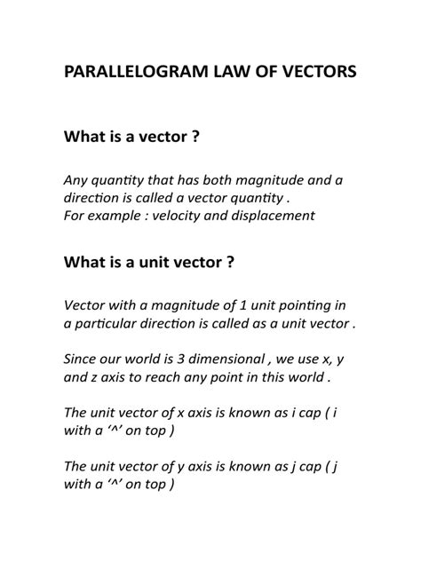 Parallelogram Law of Vectors | PDF | Euclidean Vector | Force