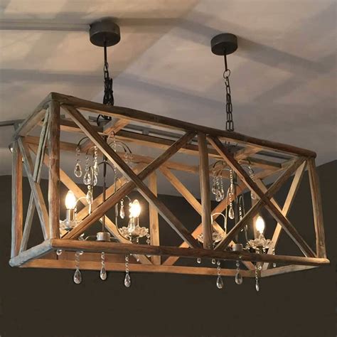 Large Wooden Chandelier With Metal And Crystal By Cowshed Interiors ...
