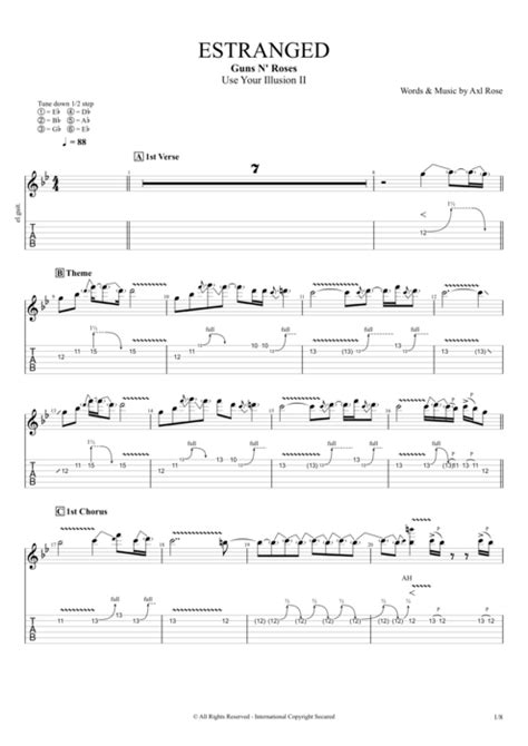 Estranged by Guns N' Roses - Full Score Guitar Pro Tab | mySongBook.com