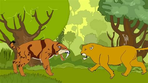 smilodon vs American lion animation #dc2 #drawingcartoons2 - YouTube