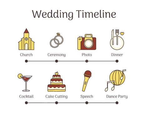 婚禮時間線模板線條彩色風格 向量, 婚礼时间表, 婚禮圖標, 婚礼模板向量圖案素材免費下載，PNG，EPS和AI素材下載 - Pngtree