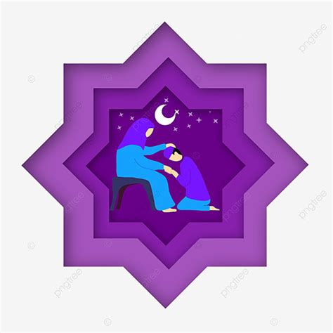 Paper Cut Styles PNG Transparent, Muslims Shaking Hands With Parents In Ramadan Atmosphere Paper ...