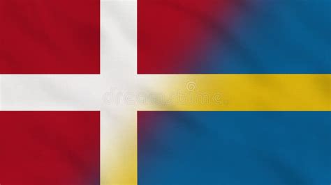 Denmark and Sweden Crumpled Fabric Flag Intro. Stock Illustration ...