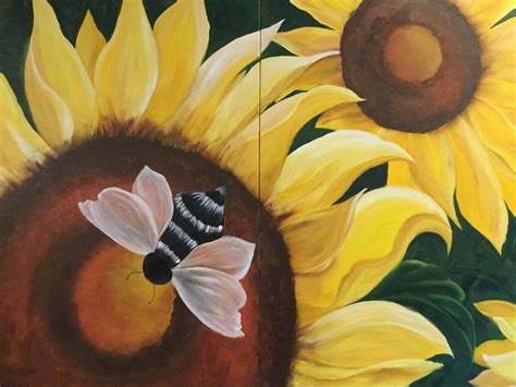 Sunflowers and Bee Project Packet | Flower art painting, Sunflower painting, Sunflower wall art