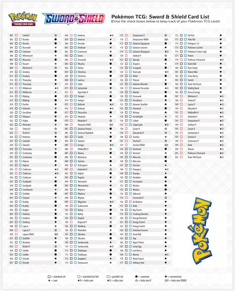 Pokemon Card Checklist Printable