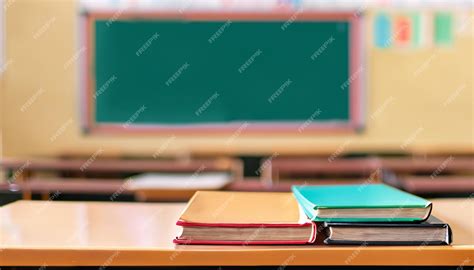 Premium AI Image | classroom table blur blackboard view back to school banner background