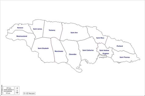 Jamaica Map of Parishes