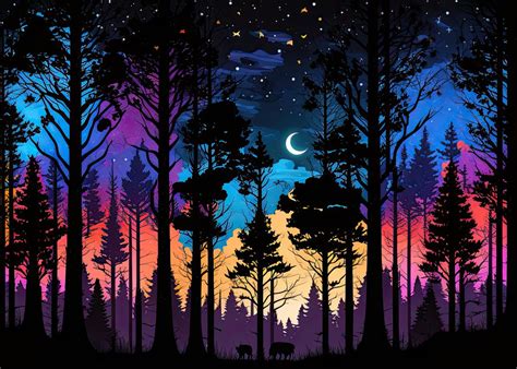 'Moon and forest AI Art' Poster by Aicanfeel | Displate