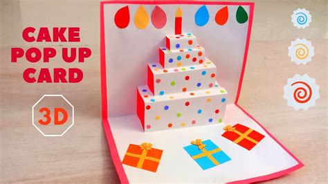 DIY Easy 3D Cake Pop Up Card | How to make Pop up Birthday Cards - YouTube