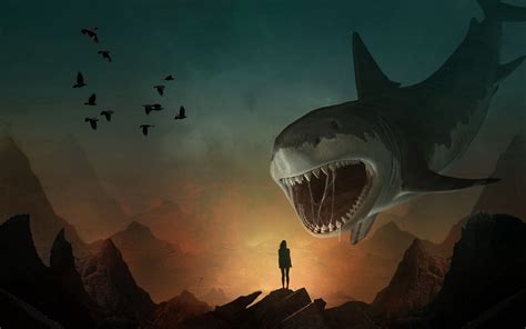 Download Download Wallpaper Silhouette, Shark, Art, Mouth - Ultra Hd 4k Shark On Itl.cat