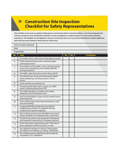 Construction Site Safety Inspection Checklist