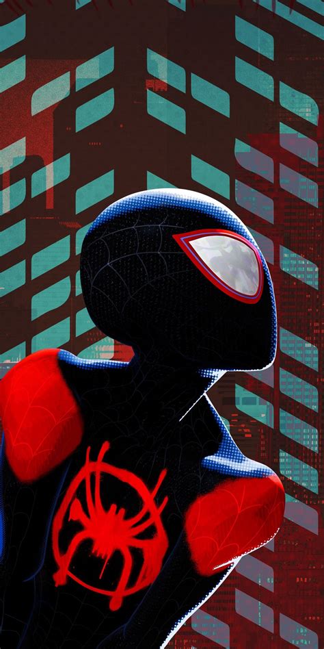 Miles Morales, black suit, Spider-Man: Into the Spider-Verse, 1080x2160 wallpaper | Marvel ...